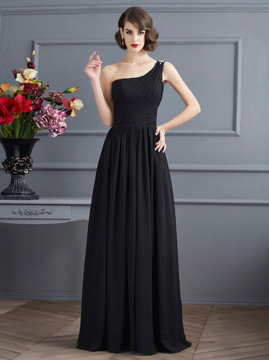 A-Linie/Princess-Linie One-Shoulder-Träger Ärmellos Chiffon Lang Brautmutterkleider