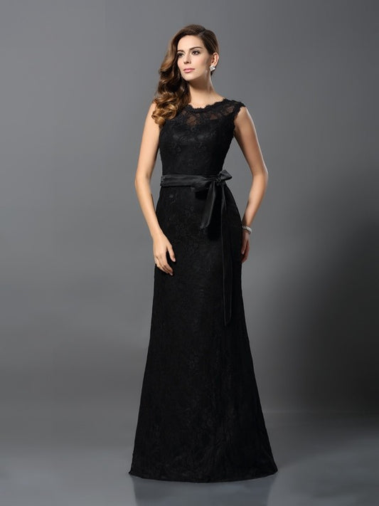 Vestido de noche de graduación con escote redondo, sin mangas, de satén y encaje