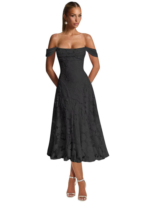 Floral Bridesmaid Dresses for Women Off the Shoulder Lace Appliques Long Formal Evening Gowns