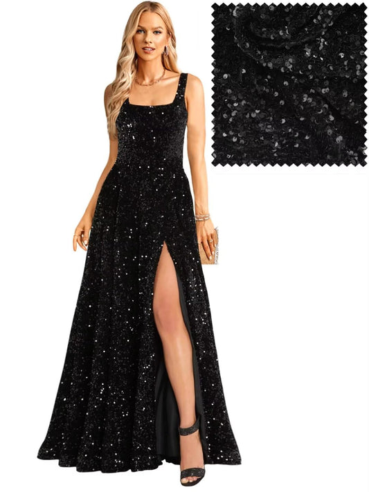Prom Dresses Long A Line with Pockets Formal Evening Ball Gowns with Sleeves Glitter Party Dress 2026