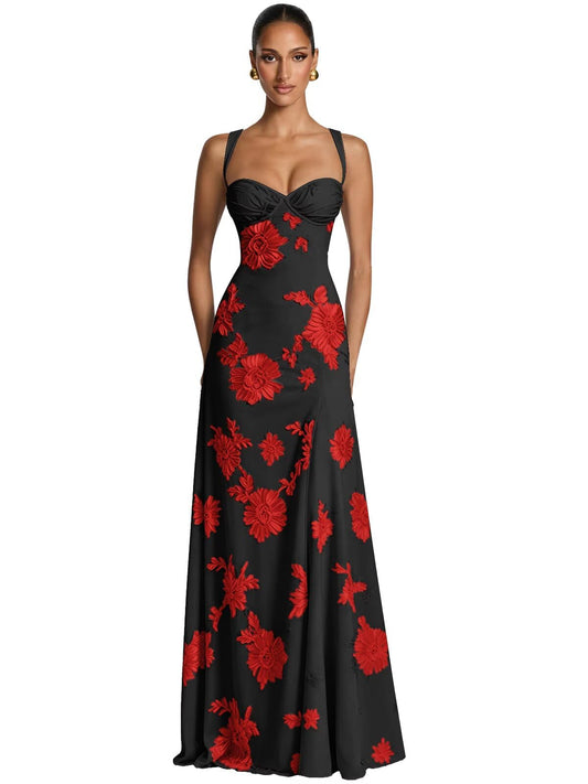 Floral Lace Bridesmaid Dresses for Women Tulle Spaghetti Straps Prom Dress Corset Formal Evening Gown
