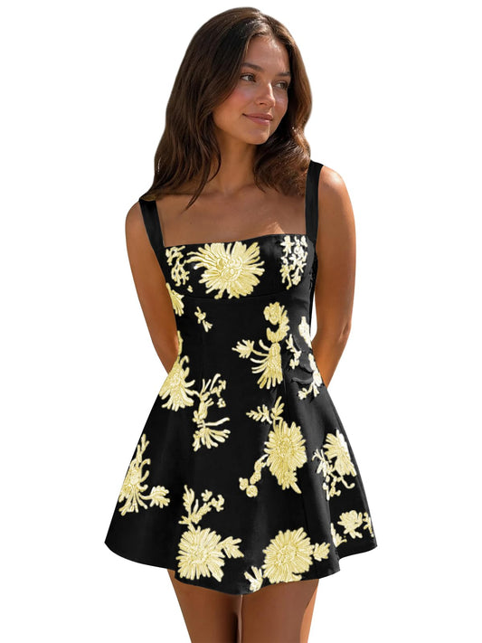 A-line Floral Homecoming Dresses for Teens Scoop Neck HOCO Dress Cocktail Gowns Spaghetti Straps Homecoming Dress 2026 with 3D Floral Short HOCO Dress for Teens