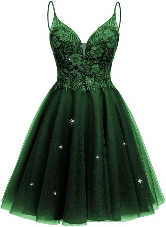 Vestidos de fiesta de tul brillante, vestidos de fiesta cortos de encaje para adolescentes, minivestido de cóctel