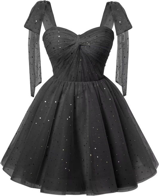 Sparkly Strarry Tulle Homecoming Dresses for Teens 2027 A Line Short Cocktail Party Gowns