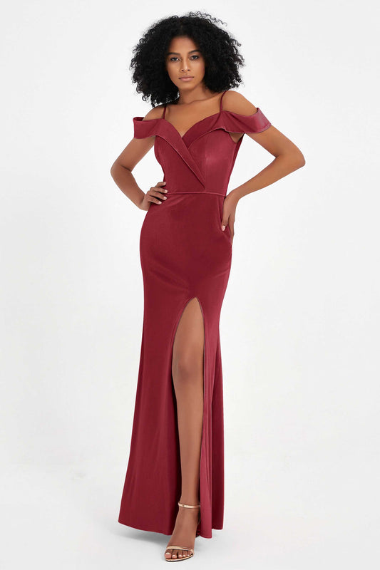 Schulterfreies Samtkleid für formelle Abendkleider für Hochzeiten, Partys und Brautjungfern
