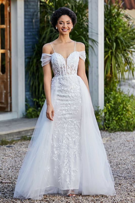 Vestido de fiesta de graduación de tul con apliques de cuentas y hombros descubiertos, vestidos de noche formales