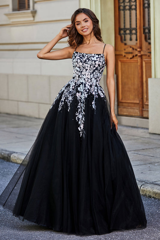 Vestido de fiesta de graduación con apliques de encaje y tul, vestido formal de noche para boda