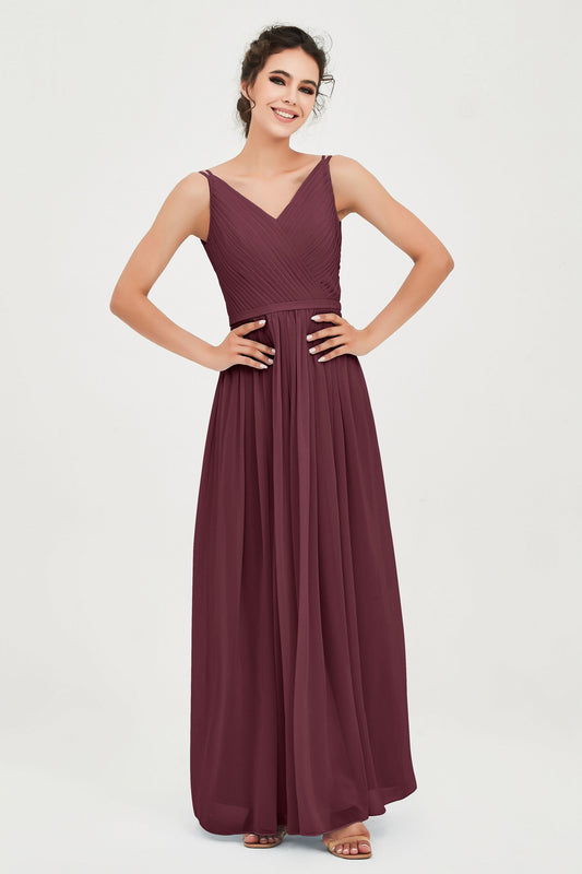 Custom Made V-neck Bridesmaid Dress Sleeveless Formal Evening Party Gowns Dresses