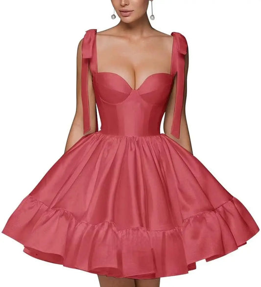 Vestidos de fiesta con escote en forma de corazón y tirantes finos, corte A, minivestidos de fiesta formales de noche, vestidos de fiesta