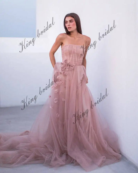 Vestido de fiesta con corsé de dos piezas, vestido de princesa de hadas de tul en color rubor, vestido formal elegante para mujer, vestidos de fiesta de graduación para mujer, vestidos de noche para mujer
