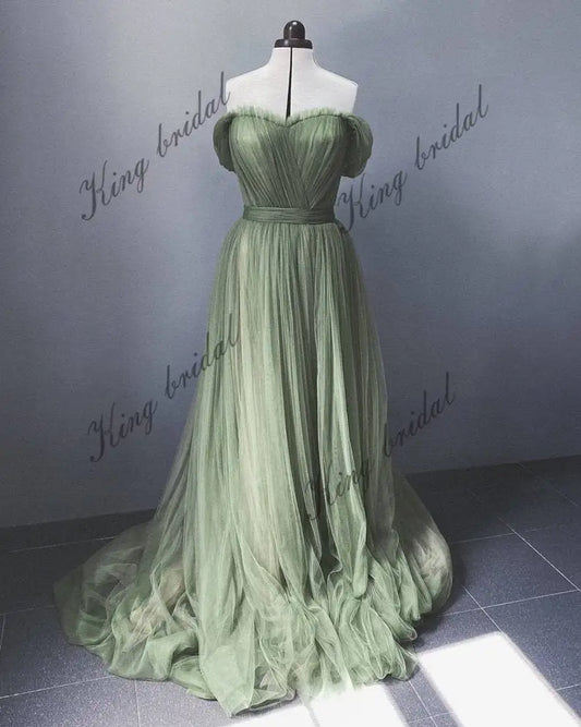 Vestido de tul con escote corazón y hombros descubiertos, vestido de noche drapeado, vestido formal, elegante vestido de fiesta de graduación para mujer