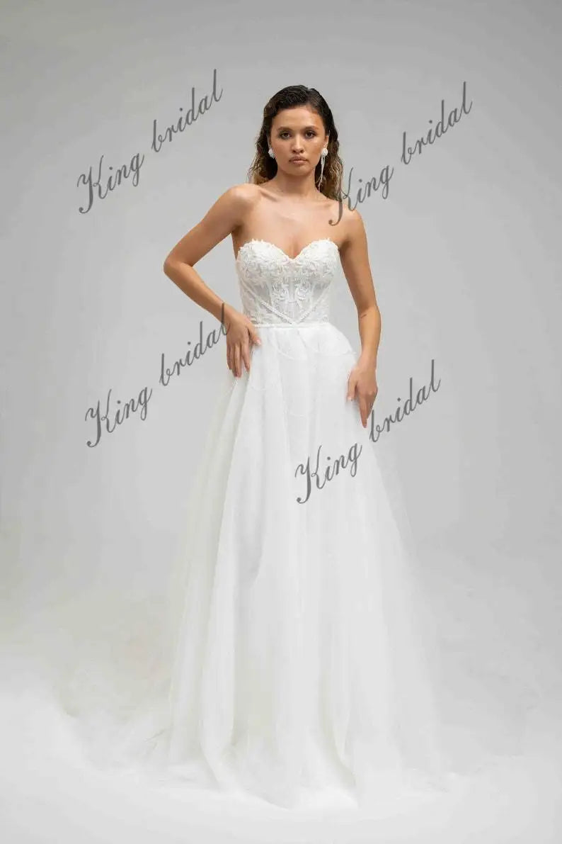 Beaded Tulle Wedding Dresses Off Shoulder Crystal Treads Decorated Br kingbridals Beaded Tulle Wedding Dresses Off Shoulder Crystal Treads Decorated Br kingbridals