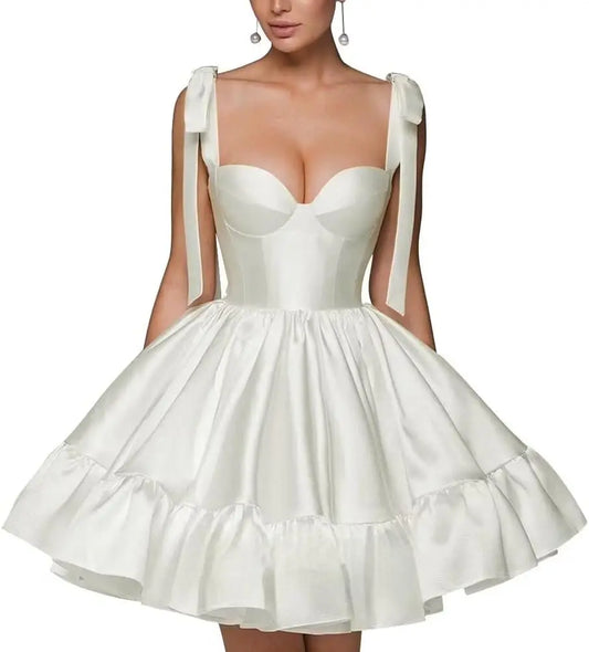 Vestidos de fiesta con escote en forma de corazón y tirantes finos, corte A, minivestidos de fiesta formales de noche, vestidos de fiesta