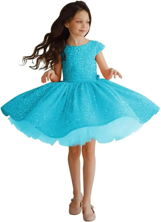 Vestido de desfile para niña, vestido de lentejuelas para niña de flores, tutú corto de tul, vestido de princesa, vestido de desfile para boda, vestido de princesa