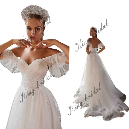 Encuentra el vestido de novia de tus sueños: elegante vestido de invitada de boda con bordado de cristales, vestido de novia de playa para mujer.