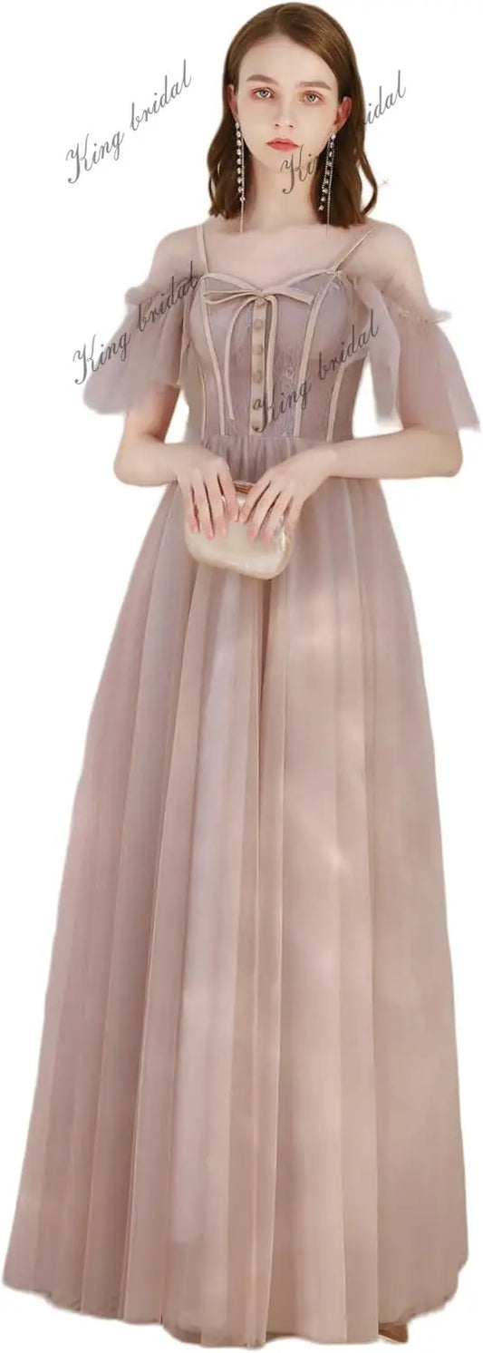 Vestido de dama de honor de malla con hombros descubiertos personalizado, para cóctel, fiesta, noche formal, fiesta, graduación, novia