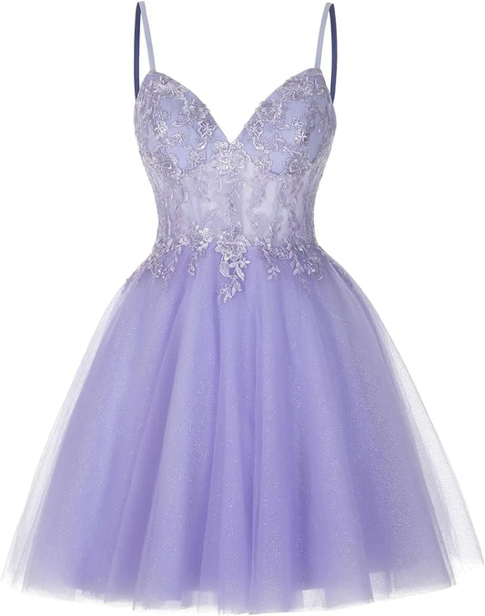 Bonitos vestidos cortos de encaje floral para adolescentes, vestido de fiesta con ilusión de tul brillante, vestido de cóctel, vestido de dama de honor