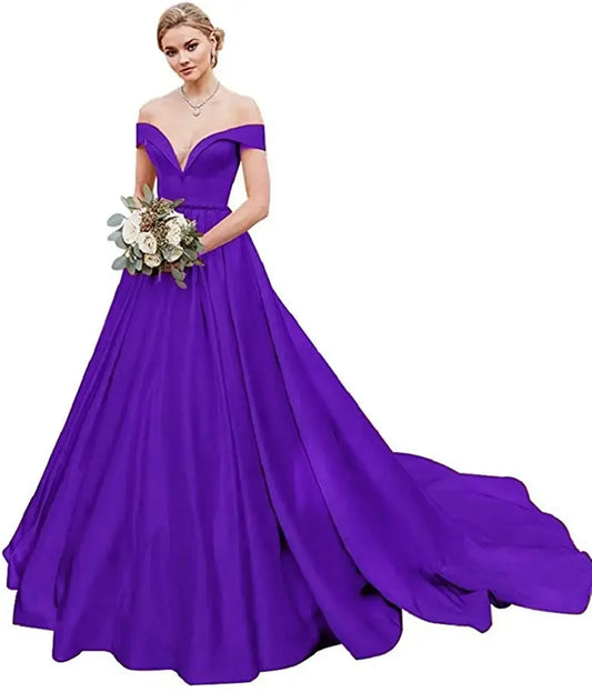 Vestidos de novia de satén con hombros descubiertos para mujer, vestido de fiesta largo, vestido de noche para graduación, vestido de novia sexy
