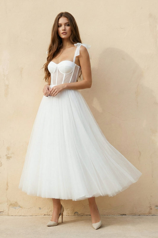 Sex Short White Wedding Dresses With Tulle Tea-Length