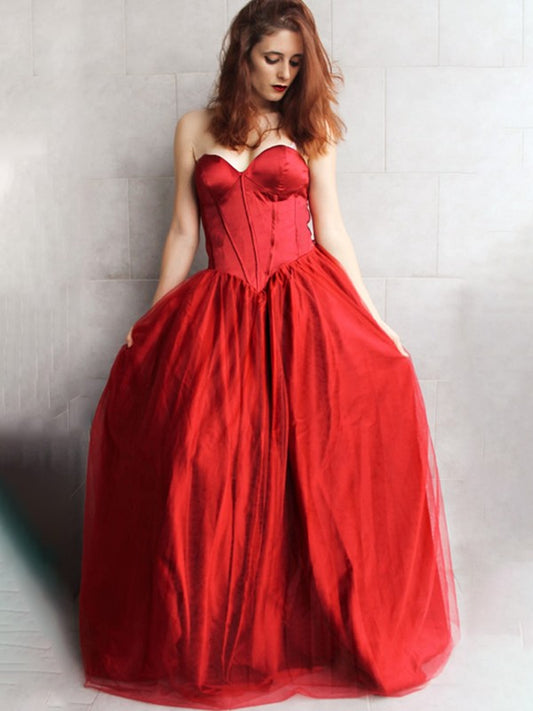 Vestido de fiesta sin mangas de tul con volantes, escote corazón, largo hasta el suelo, vestido de noche para graduación