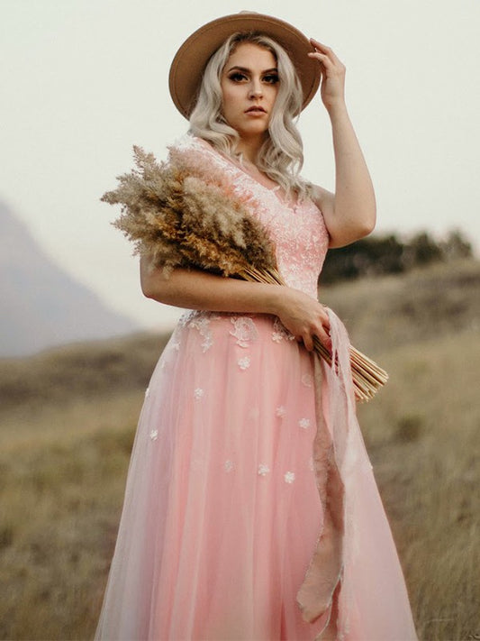Vestido de noche de fiesta de corte A/princesa de tul sin mangas con escote en forma de corazón y apliques hasta el suelo