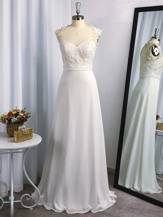 Vestido de noche de graduación de gasa sin mangas con apliques y escote corazón de corte A/princesa hasta el suelo