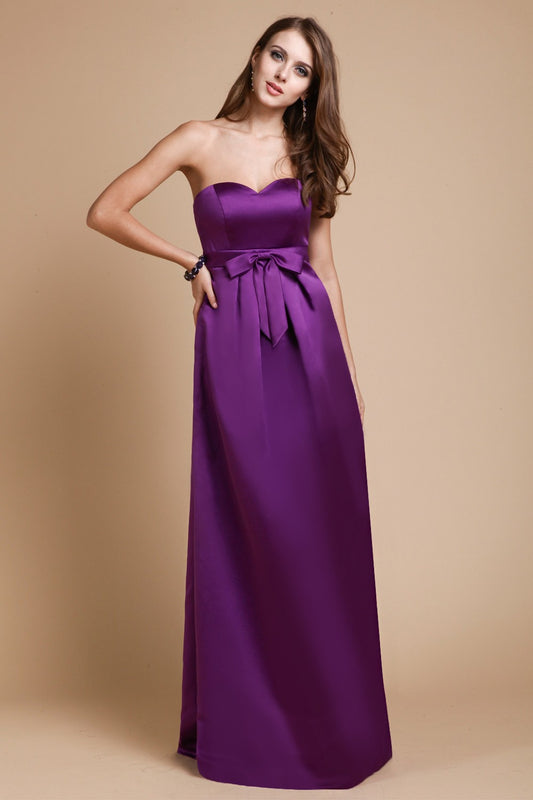 Etui-Linie Herzausschnitt Ärmellos Lange Schleife Satin Brautjungfernkleider Abendkleid Ballkleid
