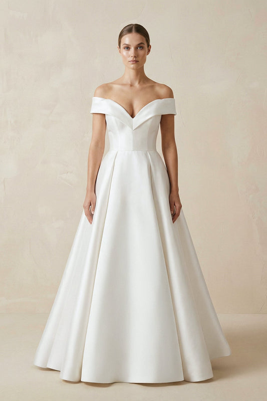 Simple Off-the-shoulder A-Line Wedding Dress