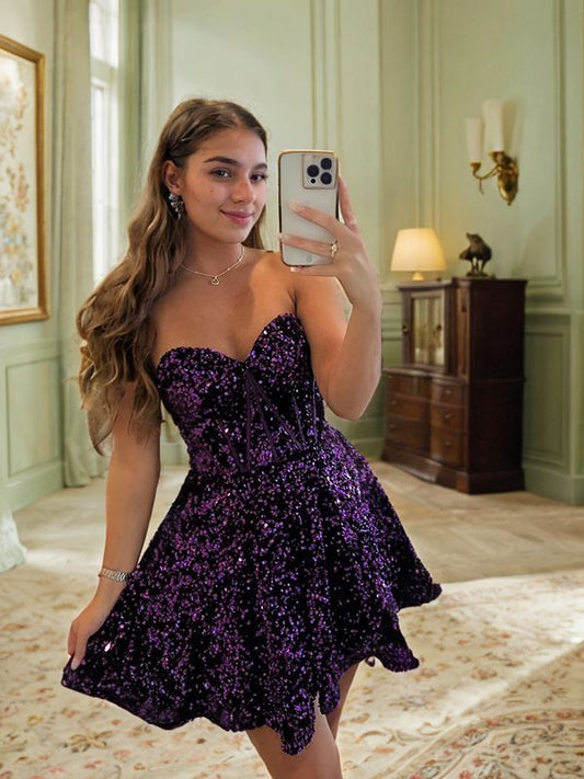 A-Line/Princess Sweetheart Sleeveless Short/Mini Dresses Prom Homecoming Dress