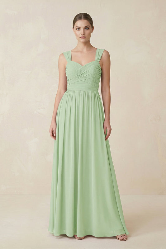 Sweetheart Pleated Chiffon A-Line Bridesmaid Dress in Sage