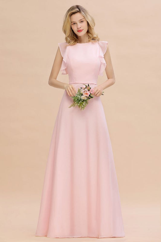 Classy Sleeveless a line Bridesmaid Dress Garden Long Simple Wedding Evening Dress