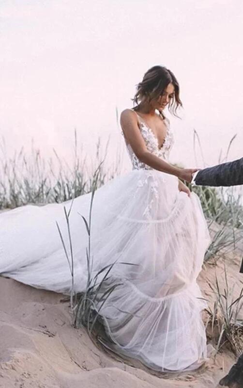 Vestidos de novia sexys para la playa, vestidos de novia económicos, vestidos de novia KB1091