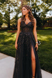 A-line Sweetheart Lace Tulle Prom Dress with Slit