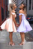 A-Line Satin Off-Shoulder Homecoming Dress