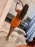 Sheath Spaghetti Straps Lace Short Homecoming & Cocktail Dresses