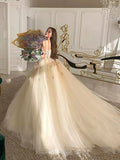 Off Shoulder Long Champagne Lace Champagne Quinceanera Dresses