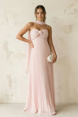 A Line Light Pink Sweetheart Chiffon Long Prom Dress