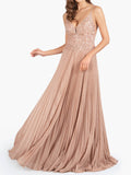 Rose Pink A-line Floor Length Glitter Jersey Prom Dress with Appliques and Sequins