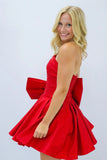 A-Line Strapless Pleated Party Dress with Bow