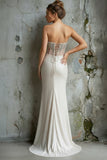 Strapless Mermaid Long Sequins Prom Dress With Split