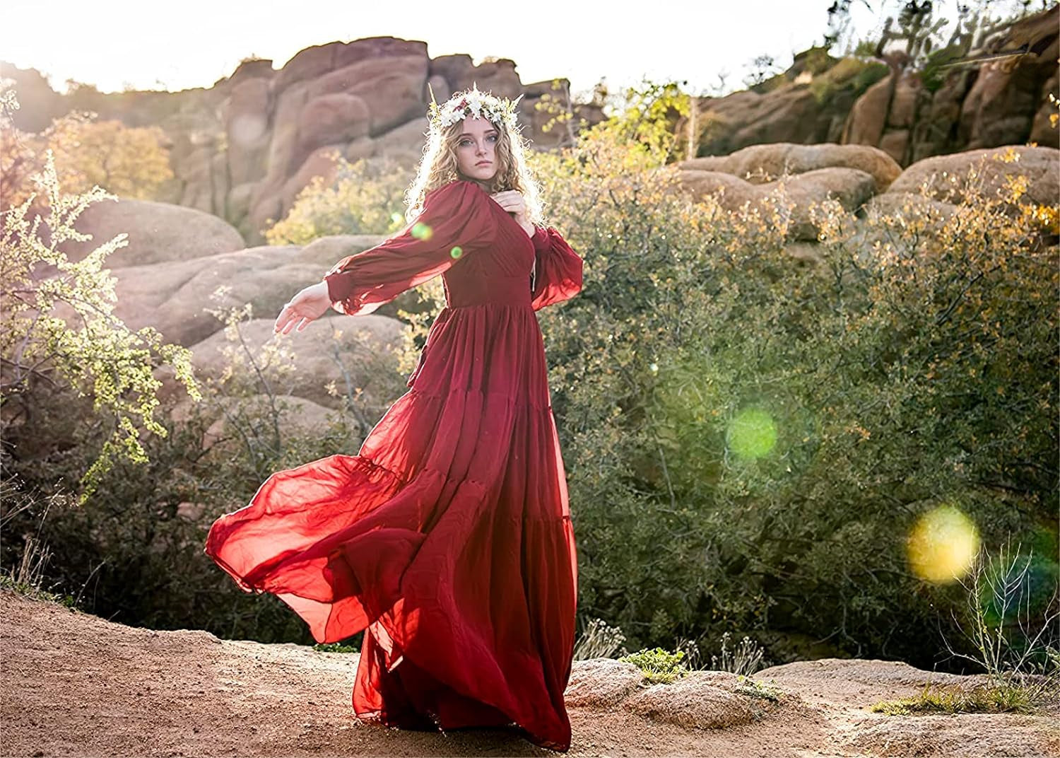 Langes Ballkleid mit Puffärmeln, Tüll, Ballkleid für Damen, Brautkleider, V-Ausschnitt, formelle Abendkleider