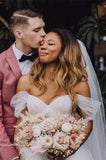 Boho A-Line Wedding Dresses Detachable Long Puff Sleeve
