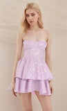 Jacquard Satin Homecoming Dresses 2026 Tiered Layed Aline Strapless Formal Cocktail Party Gown
