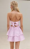 Jacquard Satin Homecoming Dresses 2026 Tiered Layed Aline Strapless Formal Cocktail Party Gown