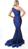 Womens One Shoulder Mermaid Bridesmaid Dresses for Wedding Long Tight Ruched Prom Dresses Evening Formal Gowns