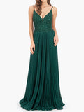 Rose Pink A-line Floor Length Glitter Jersey Prom Dress with Appliques and Sequins