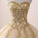 Quinceanera Dress Ivory Ball Gown Sweetheart Appliques Beading Prom Dresses