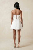 3D Flower Strapless Corset A-Line Crepe Wedding Dress in White