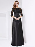 Sheath/Column Off the Shoulder 3/4 Sleeves Lace Long Silk like Satin Mother of the Bride Dresses