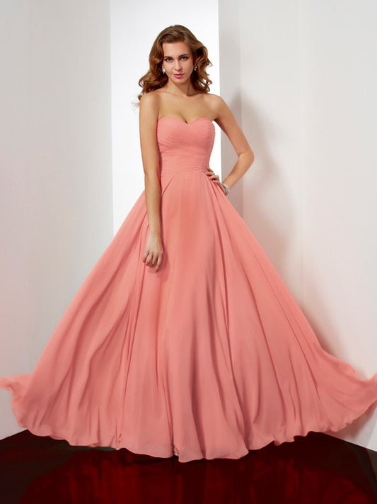 Vestido largo de gasa con escote corazón, sin mangas, corte princesa, para fiesta de graduación y noche